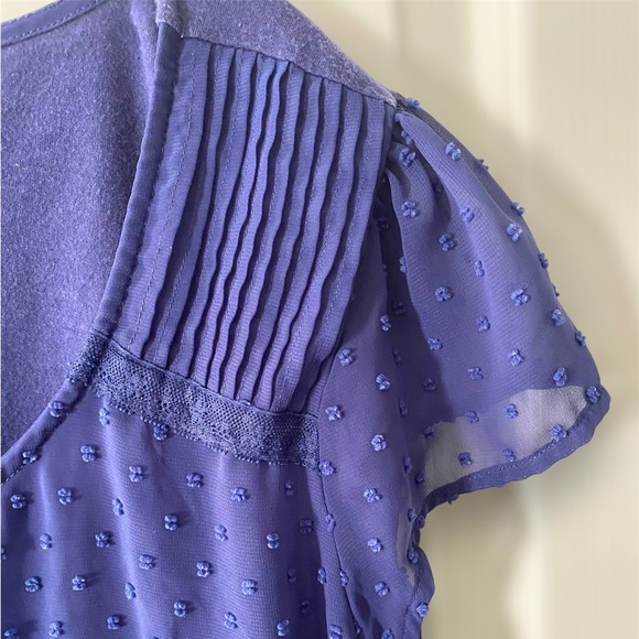 LC Lauren Conrad Blue Textured Blouse - Picture 3 of 5